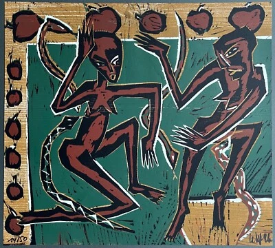 Klaus Süß Signierter numm. Original Farbholzschnitt - nur 50 Ex. - Frauentanz - Bild 1 von 4