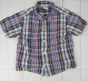 Gymboree Boy's Multicolor Plaid Short Sleeve Button Up Size M (4) - Picture 1 of 3