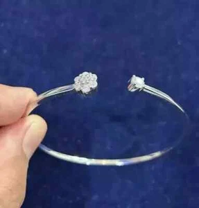 NEW 1.0CT Round Cut Lab-Created Diamond Bangle Bracelet 14k White Gold Plated - Picture 1 of 4