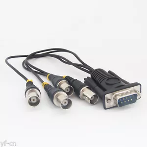 1set Black D-Sub 9pin 2 Row Male DE9 RS-232 to 4 BNC Female Video Adapter Cable - Picture 1 of 6
