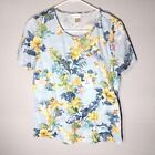 Christopher & Banks Womens Small Blue Floral Short Sleeve Shirt Top