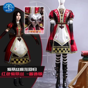 Game Alice: Madness Returns Cosplay Costume Halloween Outfit Alice Red Dress Set - Picture 1 of 19
