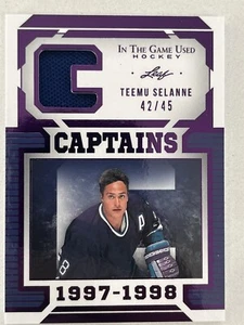 2022-23 Leaf In The Game Used Hockey Captain C /45 Teemu Selanne - Picture 1 of 1