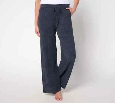 Barefoot Dreams CozyChic Ultra Lite Ribbed Rolled Edge Pant-Indigo-3X A676213 - Image 1 of 2