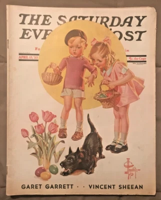 1933 APRIL 15 THE SATURDAY EVENING POST MAGAZINE, J C LEYENDECKER cvr. CAR ADS - Image 1 of 4