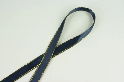 Cinta Satinada 3/8" Doble Cara con Borde Dorado Metálico 50 Yardas 100% Poliéster   Foto 1 de 4