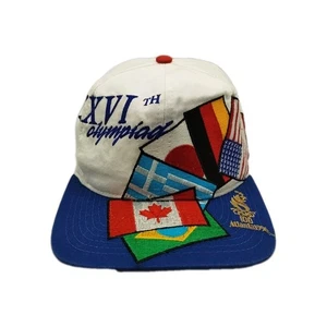 Vintage 1996 Olympics Atlanta STARTER World Flags Snapback Hat Cap White Blue - Picture 1 of 15