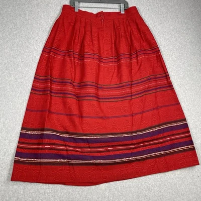 Falda De Colección The Villager Para Mujer 31 Roja Plisada Boho Folk Cierre de Cremallera Tejida Años 70 Foto 1 de 4