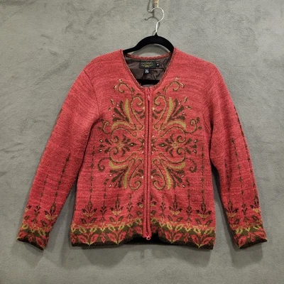 Chaqueta cárdigan tejida con cremallera diseño islandés para mujer M lana mohair mezcla de alpaca Foto 1 de 4