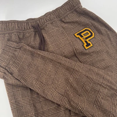 Polo Ralph Lauren Plaid Jogger Pants Men XS Brown Wool Blend Track Pants - Image 1 of 4
