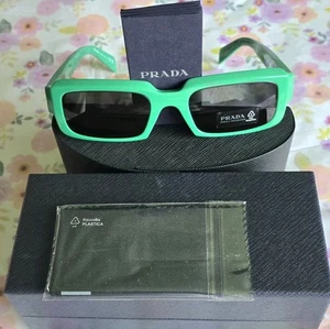 Prada Rectangular Green Sunglasses with Black Lenses - Picture 1 of 5