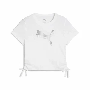 T shirt à manches courtes Enfant Puma Essentials Metallic Knotted Blanc - Foto 1 di 3