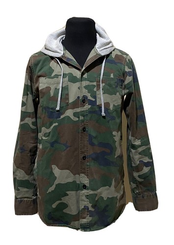 VETEMENTS Pacsun Camicia Felpa con Cappuccio Giacca con Cappuccio Uomo M Mimetica Bottoni Manica Lunga