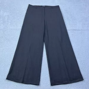 Eileen Fisher Stretch Flannel Melange Wide Leg Pants Women's L Gray Wool Cuffed - Picture 1 of 16