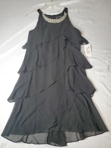 Camille La Vie Black Dress With Pearl Neckline Size 10P NWT - Picture 1 of 11