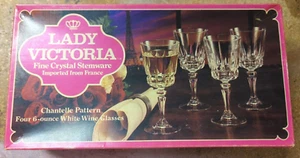 4 Vintage Lady Victoria feine Kristall Stielgläser Chantelle Muster Weingläser 6oz - Bild 1 von 2