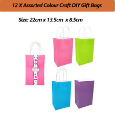 12x Coloured Paper Gift Bags Craft Kraft Bag DIY Wrapping Present 22x13.5x8.5cm
