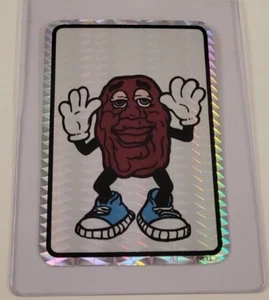 CALIFORNIA RAISINS Pump It Up 1980s PRISMATIC Prism VENDING MACHINE STICKER CARD - Bild 1 von 3