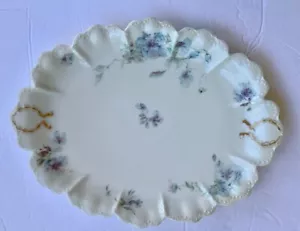 Haviland & Co Limoges France 11" Platter Hand-Painted Blue & Lavender Gold Trim - Bild 1 von 5
