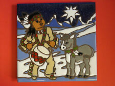 Ceramic Art Tile 6"x6" Southwestern Christmas Little Drummer Boy Donkey NEW N63