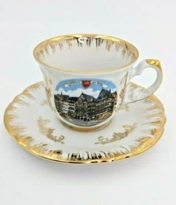 Kleiber Tea Cup Saucer Frankfurt Handarbeit 22KT Goldauflage Bavaria Germany - Picture 1 of 12