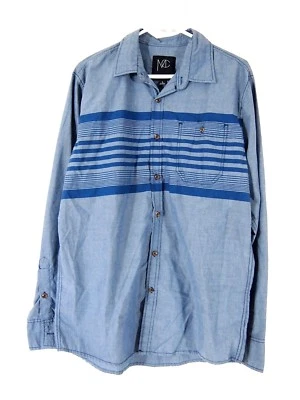 Modern Culture Mens Shirt L Chambray Blue Striped Long Sleeve Button Collared - Image 1 of 3