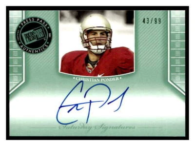 Christian Ponder 2011 Press Pass Legends AUTO 6  SN99  Gold - Image 1 of 2