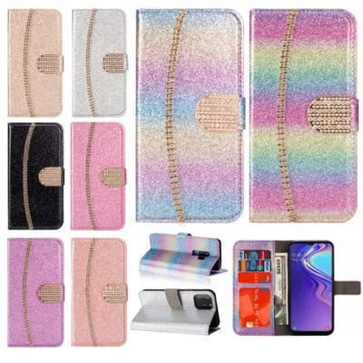 Case For Huawei P40 P30 P20 Mate 20 Y7 Y5 Y6 Y9 Bling Glitter Wallet Phone Cover - Image 1 of 4