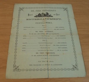 PROGRAMA BRITÁNICO Broadside/Flyer de 1800 ~ Fred Sanderson's Magic...entretenimiento ~ - Imagen 1 de 5