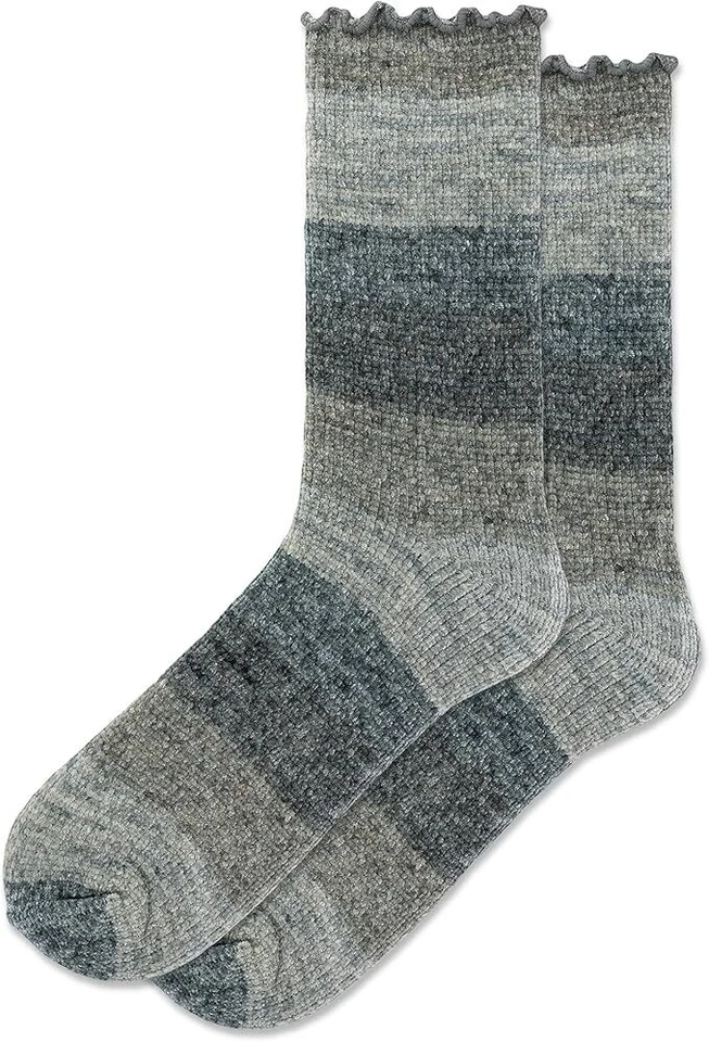 Hot Sox Women's Ombre Lettuce Edge Crew Socks 1 Pair, Black, Women's 4-10 - Image 1 of 1