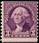 US - 1932 - 3 cents violet Washington Portrait Coil Issue # 721 mal coupé EFO