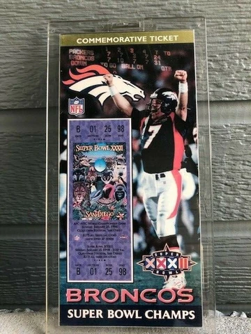 Denver Broncos Super Bowl  xxxII Champions John Elway Commemorative Ticket Cover