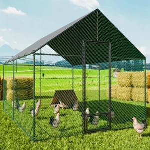 Large Metal Walk-in Chicken Coop Rabbit Hutch Ferret Cage Hen House Ferret Chook - Picture 1 of 26