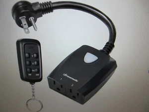 DEWENWILS Outdoor Wireless Remote Control Outlet 2 Control Sockets Black - Picture 1 of 4