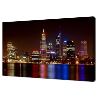 Night Life Of Perth Australia Cityscape Wall Art Canvas Unframed Print Art - Image 1 of 2