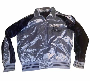 Japanese Vintage Avirex Hawk Tiger Satin Souvenir Sukajan Jacket Size 2XL Blue - Bild 1 von 18