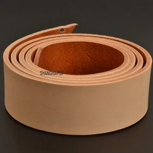 1 x Cinghia Vera Pelle Vuota Pelle Mucca Nascondi Fai da Te Veg Tan 38,5mm 100-140cm - Foto 1 di 13