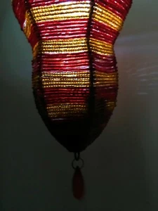 Vintage Handmade Tea Light Candle Holder Hanging Bead Lantern Home Décor - Picture 1 of 12