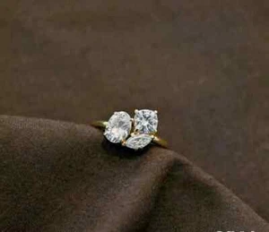 Anillo de boda para mujer Toi Et Moi de plata de ley con racimo de tres piedras de moissanita - Imagen 1 de 5