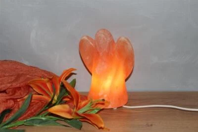 Salzkristall Lampe ENGEL orange LED Elektrik Nachtlicht Tischlampe Salzleuchte - Bild 1 von 2