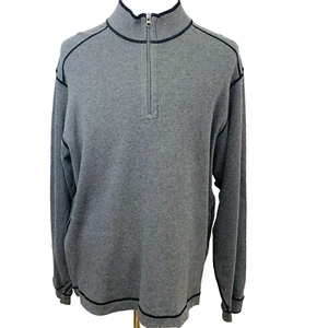 Cutter Buck Pullover Herren XL grau 1/4 Zip Rippstrick Langarm 100% Baumwolle klassisch - Bild 1 von 11