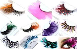 False Strip Eyelashes Natural Feather, Polka Dots, Frozen Frost or Stripe CHOOSE - Picture 1 of 23