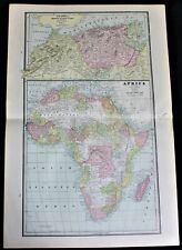 CRAM'S ATLAS MAP PAGE OF COLONIAL AFRICA - AUSTRALIA - SOUTH AFRICA 1890 VINTAGE