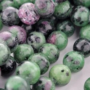Ruby in Zoisite Beads Anyolite Gemstone Natural Smooth Round Beads 6mm/8mm/10mm - Picture 1 of 12
