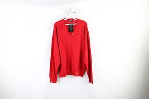 NOS Vintage St Croix Mens XL Regatta Sailing Striped Knit V-Neck Sweater Red USA - Picture 1 of 7