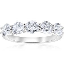 2 Pedra De Diamante 5 cttw U Pinos Casamento Anel De Corte Redondo 14k Ouro Branco