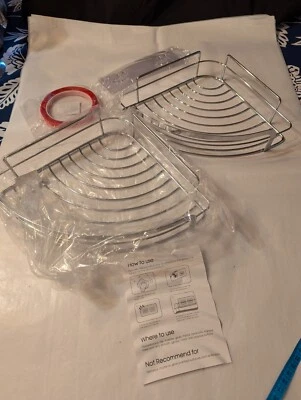 Estantes de ducha esquineros multifuncionales de metal cromado nuevos con accesorios colgantes Foto 1 de 4