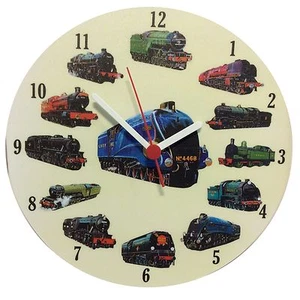 Lark Rise Designs Round Locomotive Trains Wooden Wall Clock LRDLS0020 - Picture 1 of 3