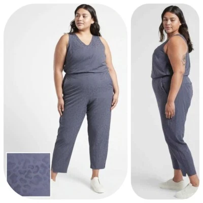 Mono texturizado Athleta Brooklyn talla Plus 18, leopardo violeta medieval Foto 1 de 4