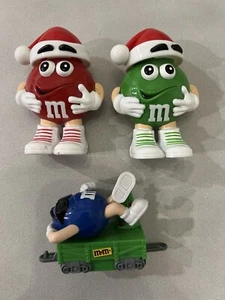 M&M Personaggio Natalizio Contenitore Caramelle Rosso e Verde, Marte Vintage Blu M&M Treno - Foto 1 di 5